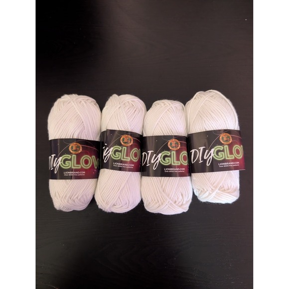 lion brand Other - Lion Brand DIY Glow Yarn Natural Ecru 098B Glow in the Dark 4 Skeins Lot 71yd ea